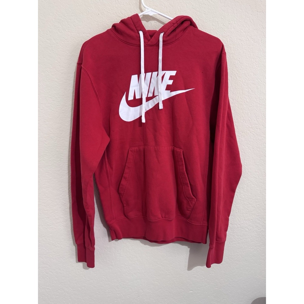 Red Men's Nike Sportswear Club Fleece Classic Pullover Hoodie Big Swoosh Size XS